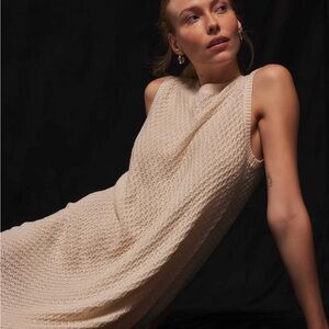 Richer Poorer - Women's Crochet Knit Column Dress - Natural - Sz L